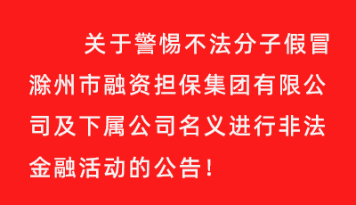 關(guān)于警惕不法分子假冒滁州市融資擔保集團有限公司及下屬公司名義進行非法金融活動的公告